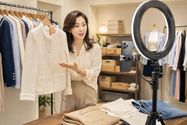 라이브 방송을 진행하는 모습